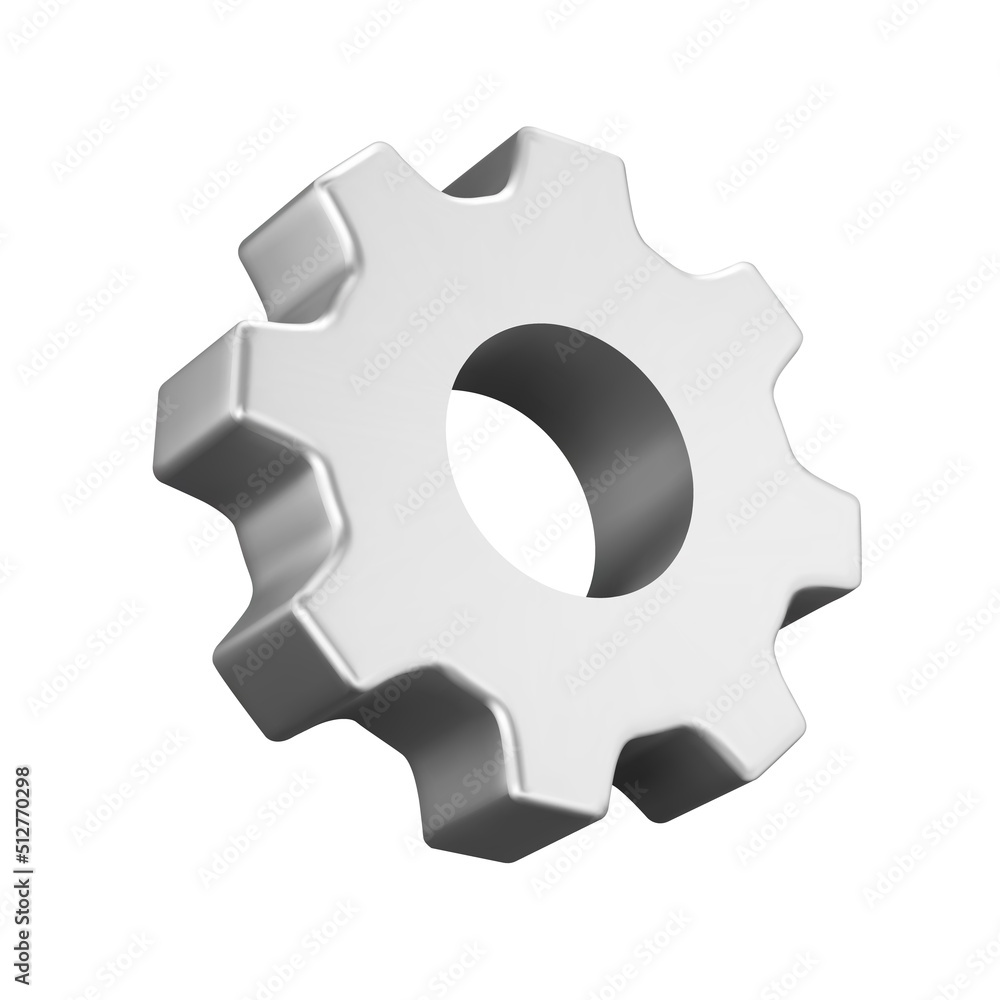 Poster gear 3d icon. gears metal disk with teeth. isolated object on a transparent background