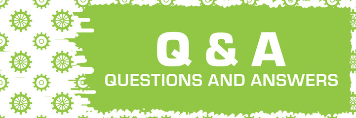 Q And A - Questions And Answers Green Gears Scratch Background Horizontal 