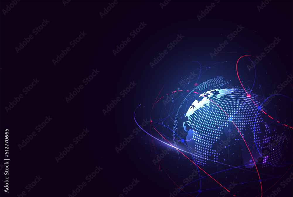 Poster global network connection. world map point and line composition concept of global business. vector i