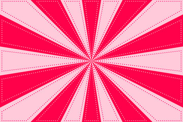 Pink Sunburst Pattern Background. Ray radial star with back stitch style. Vector Illustration
