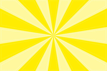 Yellow Sunburst Pattern Background. Ray radial star with back stitch style. Vector Illustration