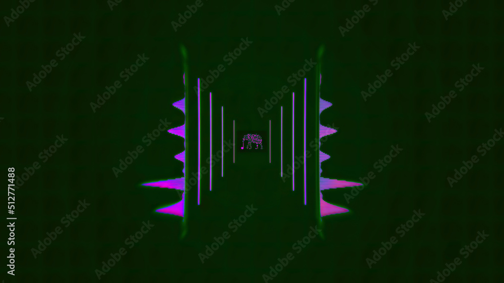 Poster color animation for background overlays on musical works. animation. glowing digital spectrum animat