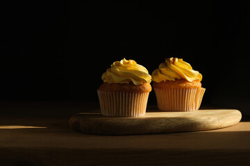 lemon muffins on a dark background