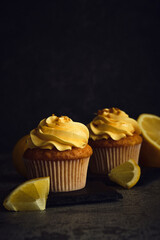 lemon muffins on a dark background