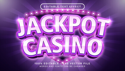 Editable text effect, jackpot casino 3d style concept	