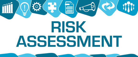 Risk Assessment Blue Rounded Squared On Top Symbols 