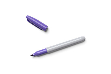 Purple Permanent Marker Laying Flat Isolated Against White Background with Cap Off