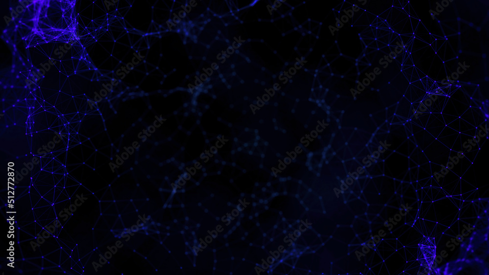 Poster abstract neural connections on black background. animation. moving chains or connections of points a