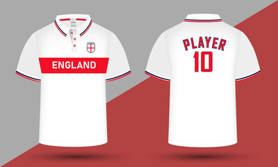 Naklejka premium England Football team jersey Design along with the England flag and icon. Men's polo shirt design.
