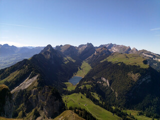 Obraz premium Breathtaking panoramic view of the Alpstein with Sämtisser See in Switzerland