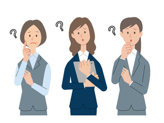 悩むビジネスウーマンのセット