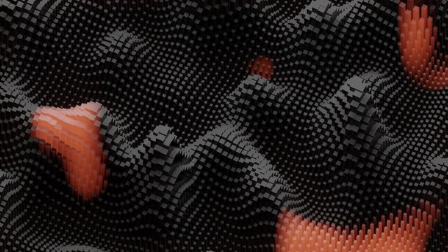 4k video of abstract geometric waves in orange and black design.