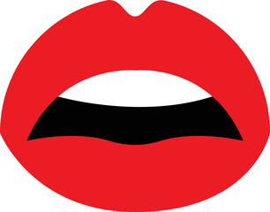Woman red lips clipart design illustration