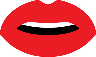 Woman red lips clipart design illustration