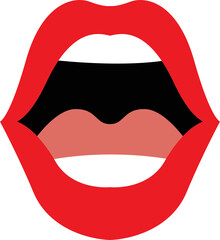 Woman red lips clipart design illustration