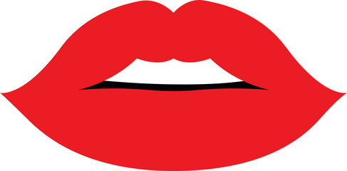 Woman red lips clipart design illustration