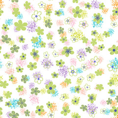 Naklejka premium Seamless vector pattern with olive flowers on a lilac background. Texture for baby print, postcard, wallpaper, wrapping paper, packaging