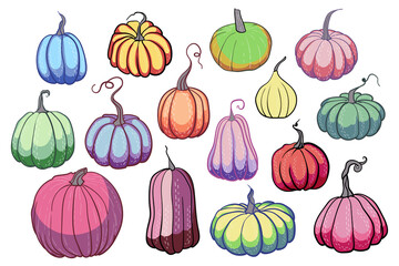 Colorful vintage pumpkins