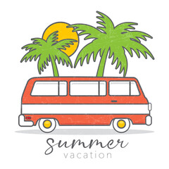 Summer vacation travel caravan vintage design