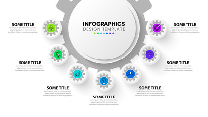 Infographic template. 7 gears with icons