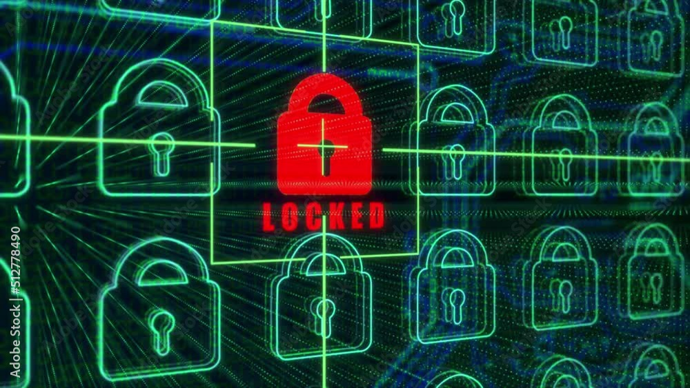 Aufkleber sophisticated and detailed 3d motion graphic of a targeted system cyber hack, with target locator, a