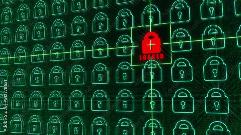 Aufkleber sophisticated and detailed 3d motion graphic of a targeted system cyber hack, with target locator, a