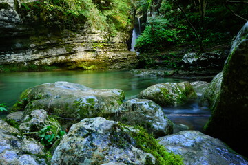 slowenien soca Tal am kleinen Wasserfall