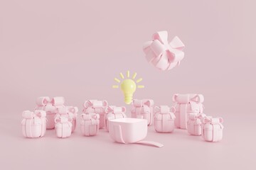 light bulb business concept.minimal abstract style.3d render illustration