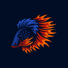 Obraz premium Betta Fish Logo Design Vector Template