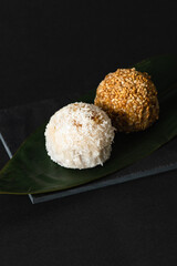 black background Japanese sweets, 和菓子, 団子, おはぎ