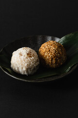 black background Japanese sweets, 和菓子, 団子, おはぎ