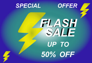 Flash sale banner up to 50% off, special limited offer
