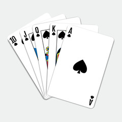 Royal flush spades five card poker hand playing cards deck