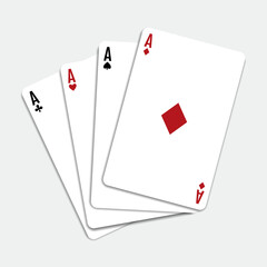 Four aces isolated on white background