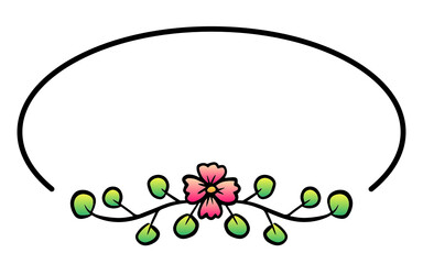 colorful oval flower frame