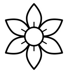 Flower icon outline. Bloom vector illustration isolated on white background.