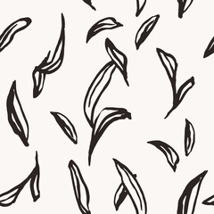 Seamless hand drawn pattern with leaves