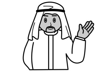 案内するアラブ系男性