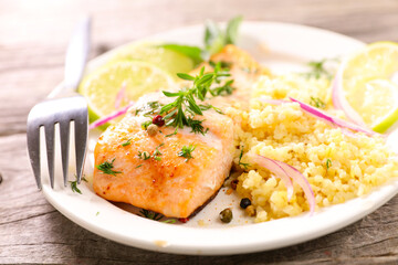 baked salmon fillet and cereal