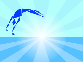 Blue athletic triangle gymnast design 