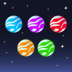 Vector set of abstract space planets