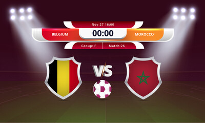 Belgium vs Morocco Football world cup football match scoreboard broadcast
