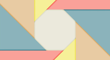 Realistic pastel paper cut layers abstract background. Vector editable template with free space inside