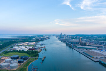 Naklejka premium view of the port city 