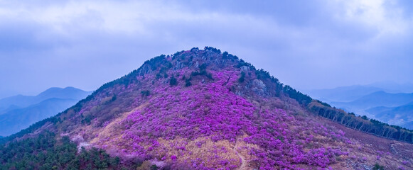 Scenic view of mountains against sky during sunrise