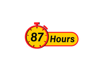 87 Hours timers Clocks, Timer 87 hour icon, countdown icon. Time measure. Chronometer icon isolated on white background