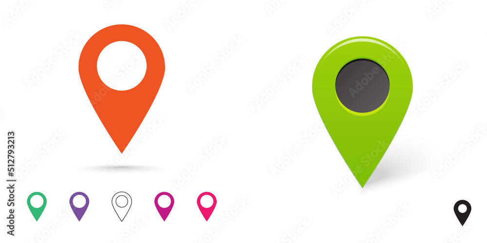 Poster pin map locate icon marker vector or flat and 3d position destination gps point graphic, place locat
