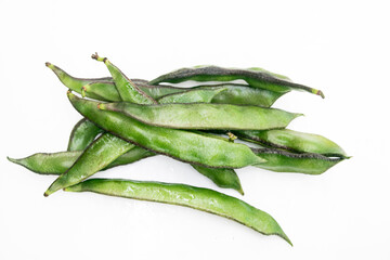 lima beans or sheem isolate on white. top view