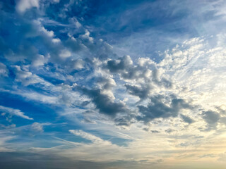 Fototapeta premium Picturesque view on beautiful blue sky with clouds