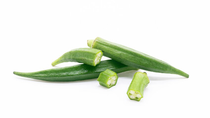 okra or lady finger or Bhindi slices isolate on white background